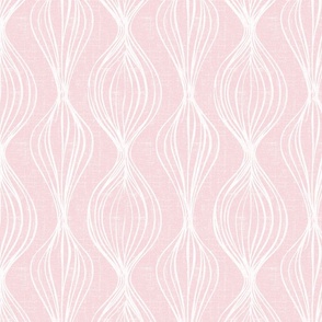 Deco Lines - Modern Textured Wallpaper in Rustic White on Pink Linen